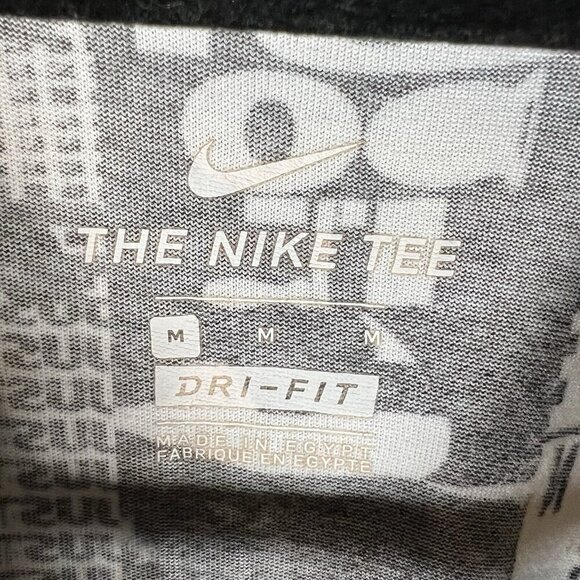 Nike Tee Men's M Just Do It All Over Print Red Swoosh Logo Dri Fit Black White - Picture 6 of 8